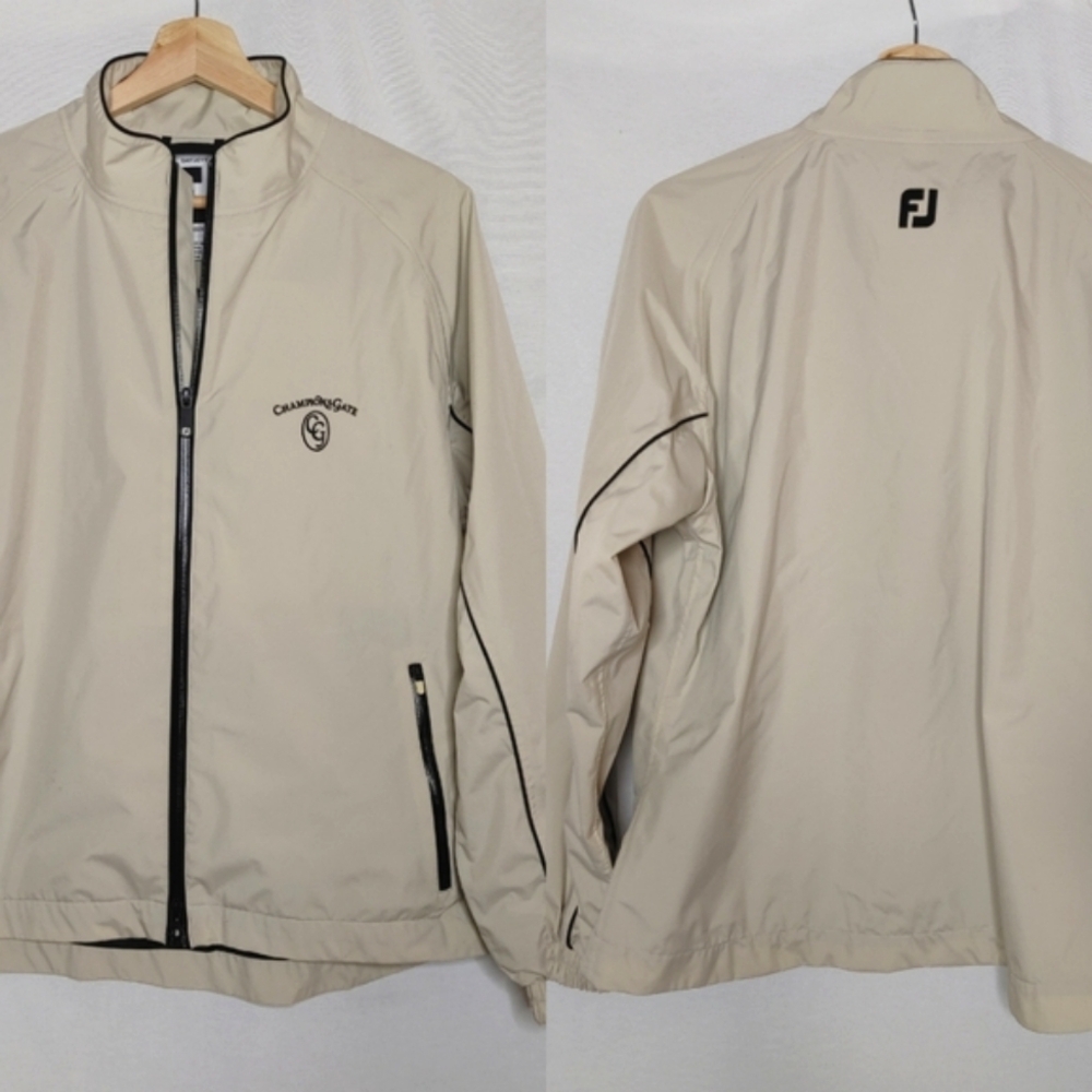 FootJoy DryJoys Golf Jacket Women's Full Zip  Water Resistant Cream Black Medium